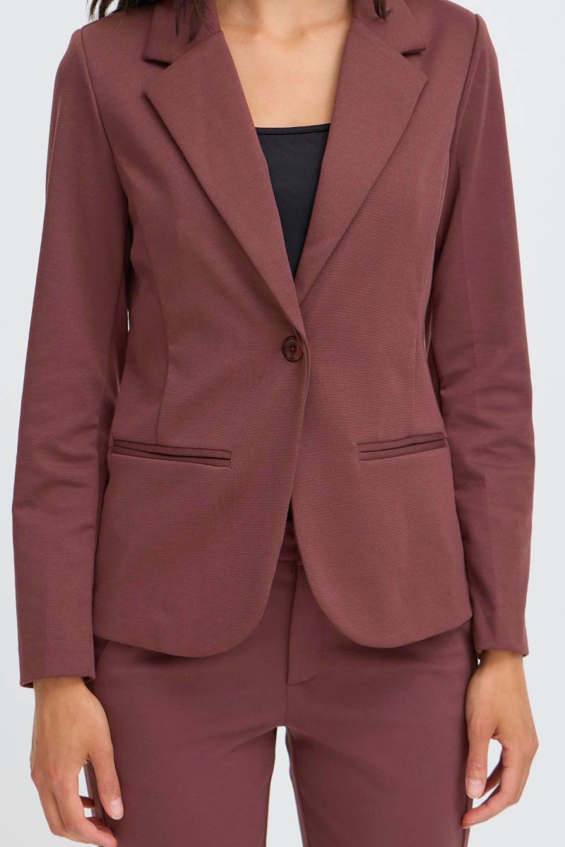 Fransa Γυναικείο Σακάκι σε Fudge Απόχρωση με Slim Fit Γραμμή Fudge / Red - φωτογραφία 6
