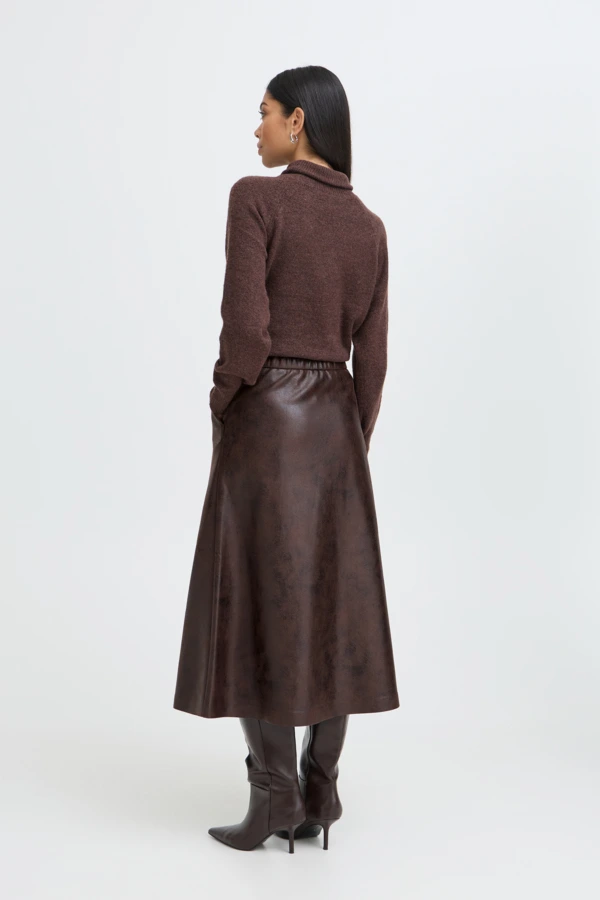 Midi Φούστα Γραμμή Α σε Καφέ Αποχρώσεις Java / Brown - φωτογραφία 2