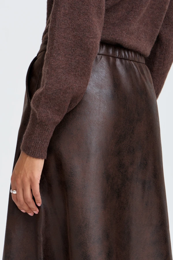 Midi Φούστα Γραμμή Α σε Καφέ Αποχρώσεις Java / Brown - φωτογραφία 5