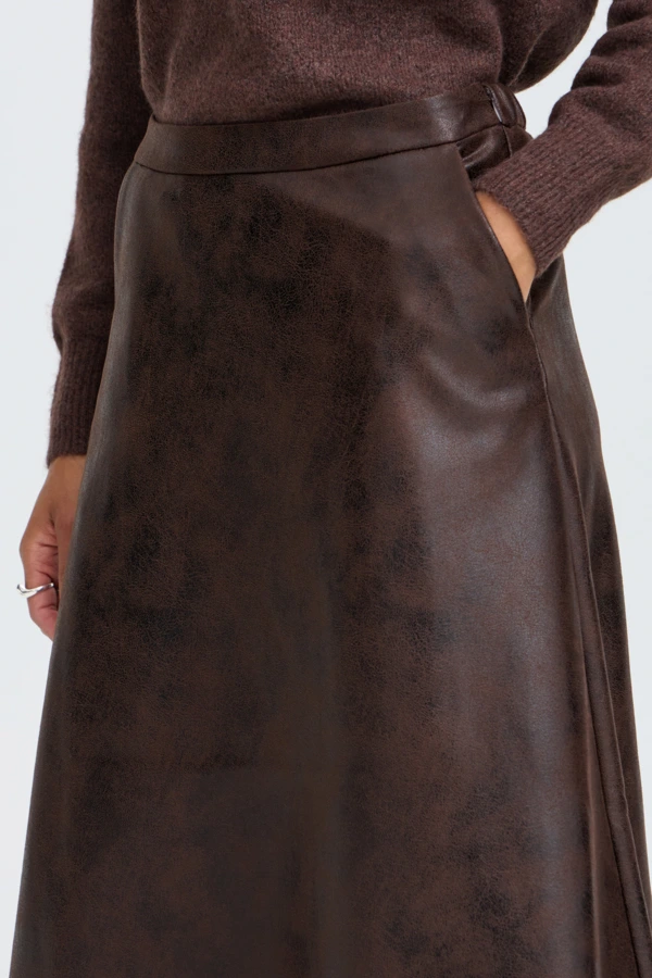 Midi Φούστα Γραμμή Α σε Καφέ Αποχρώσεις Java / Brown - φωτογραφία 4