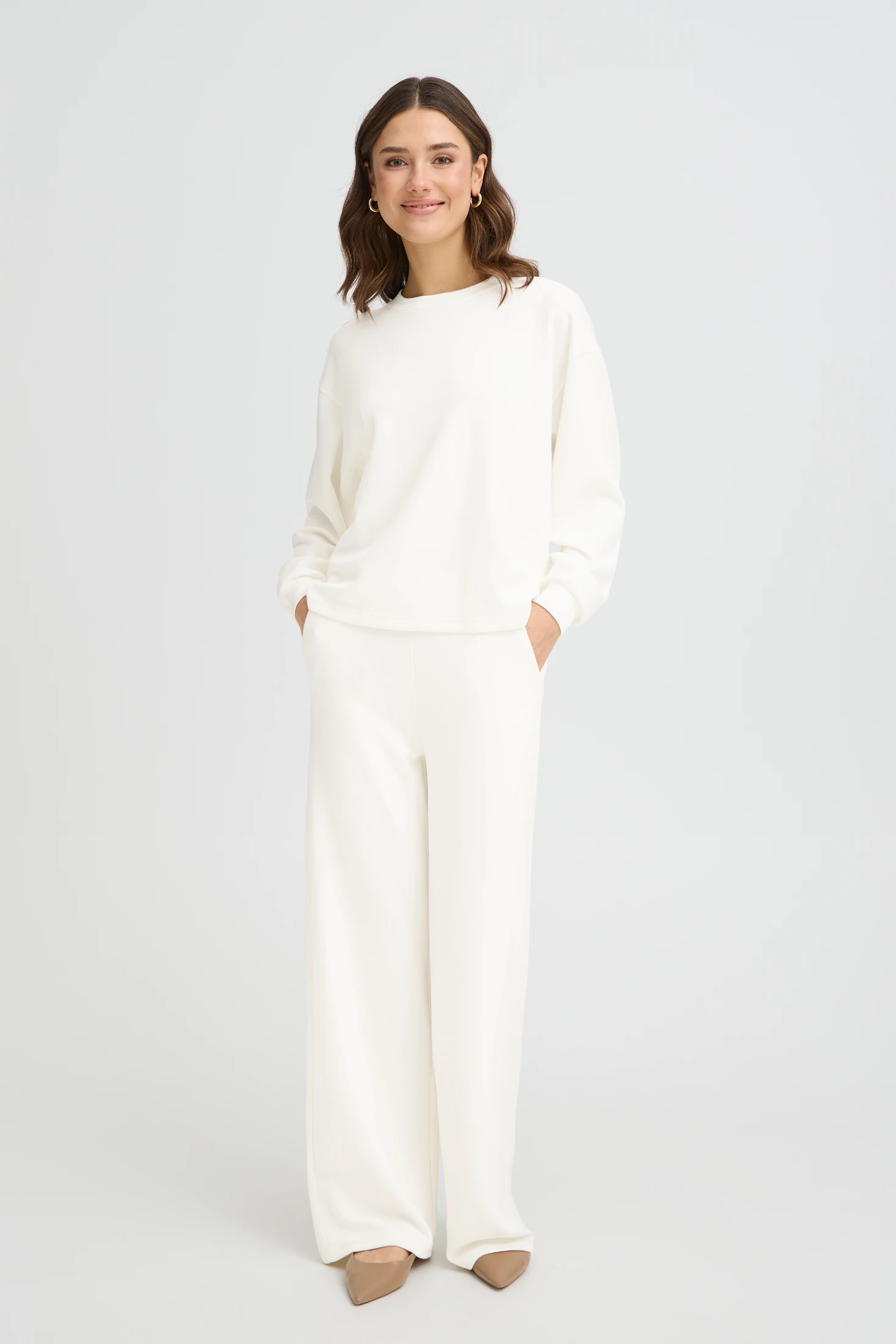 Παντελόνι casual σε ίσια γραμμή λευκό Whisper White - φωτογραφία 1