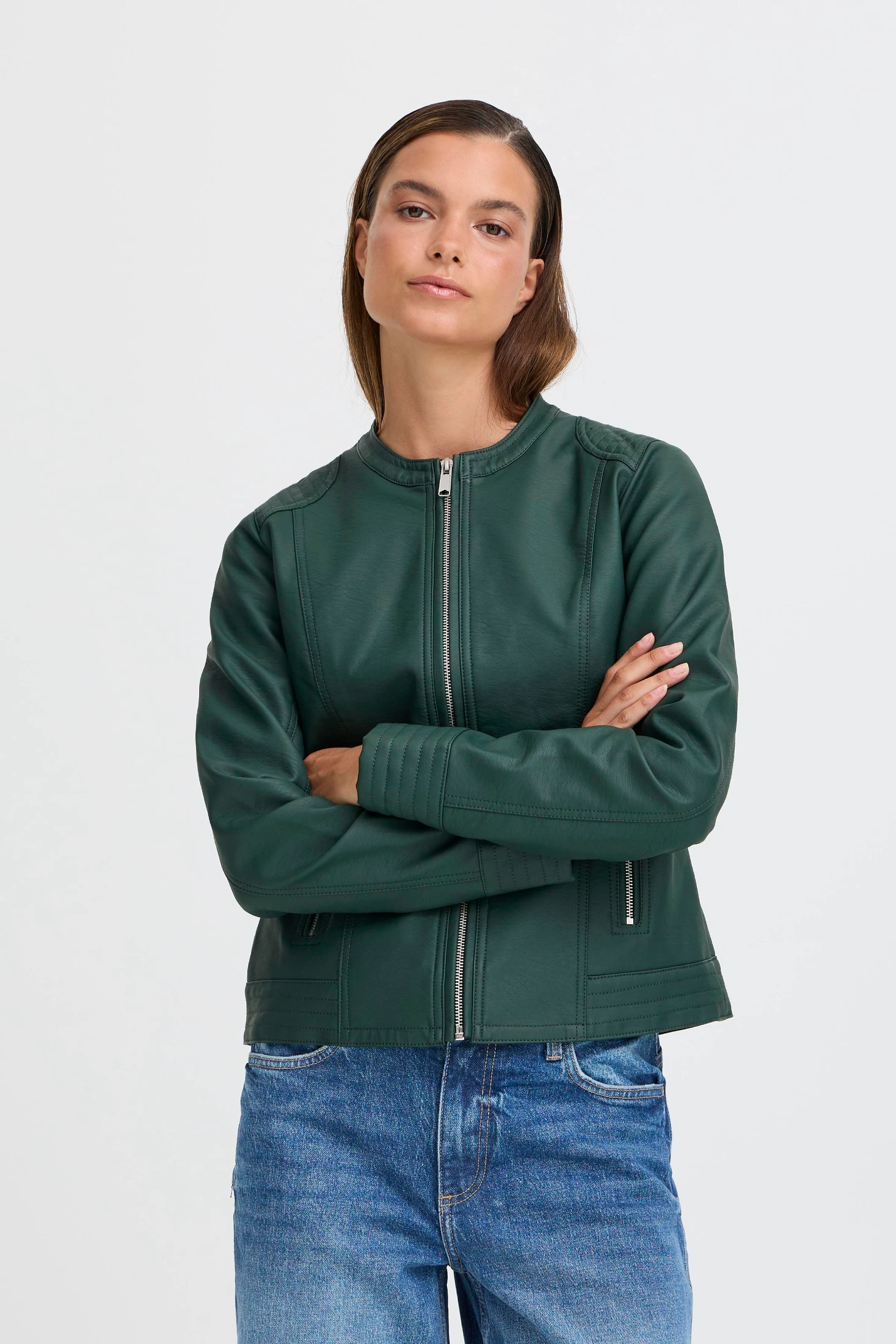 b.young Πανωφόρι από δερματίνη με φερμουάρ Green Gables - φωτογραφία 1