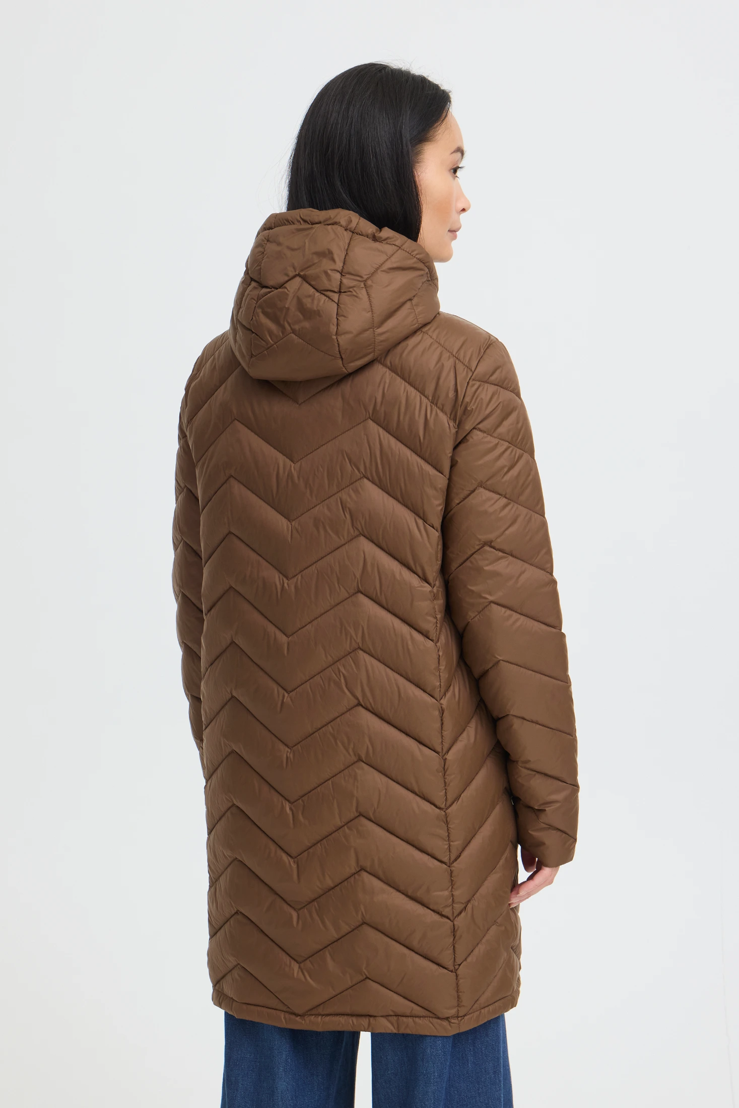 Fransa μπουφάν μακρύ καπιτονέ με κουκούλα Rain Drum / Brown - φωτογραφία 3