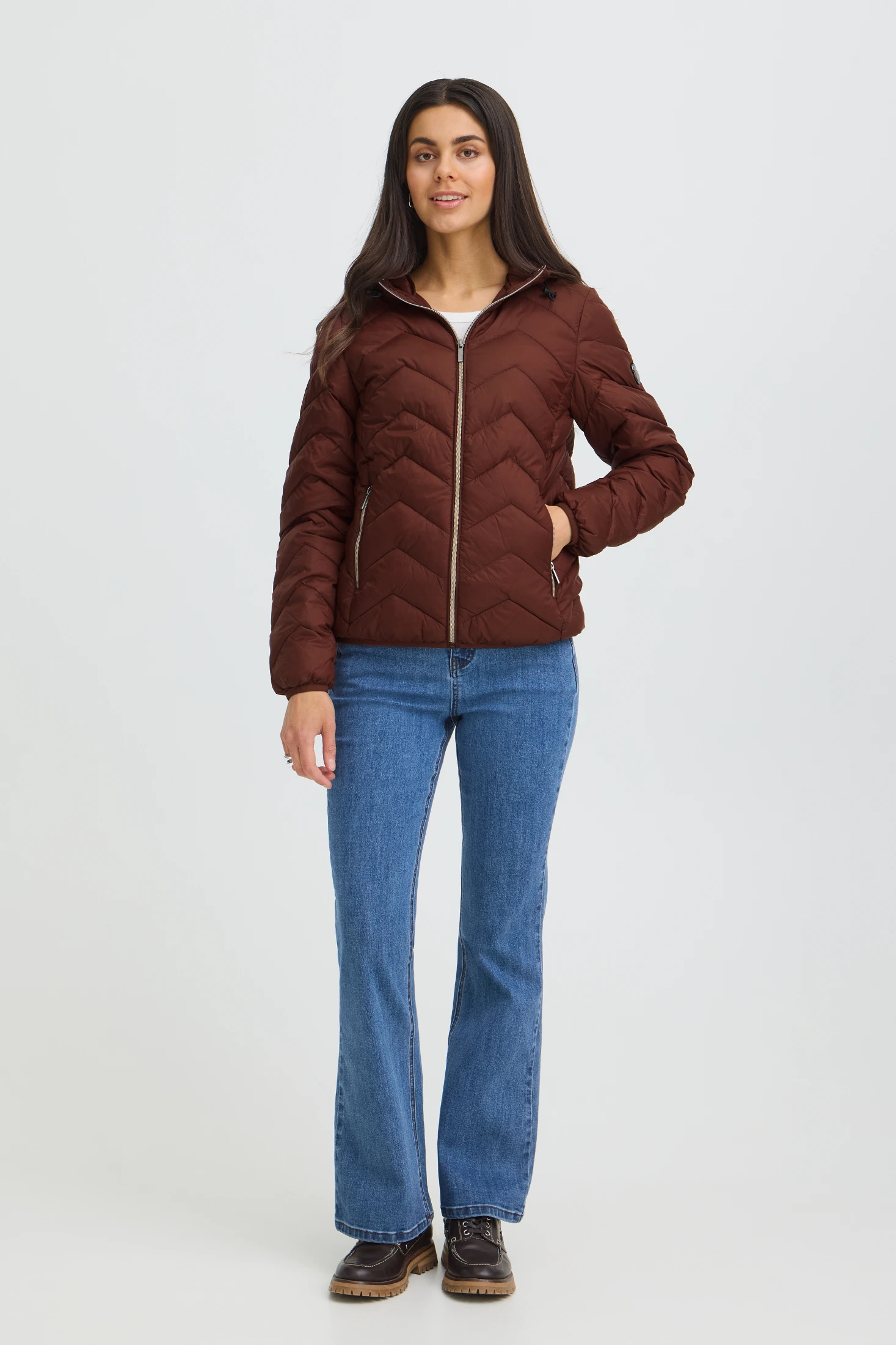 Fransa Μπουφάν puffer με κουκούλα Rum Raisin / Red - φωτογραφία 1