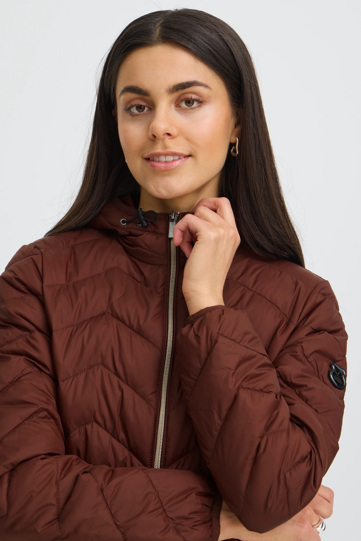 Fransa Μπουφάν puffer με κουκούλα Rum Raisin / Red - φωτογραφία 3