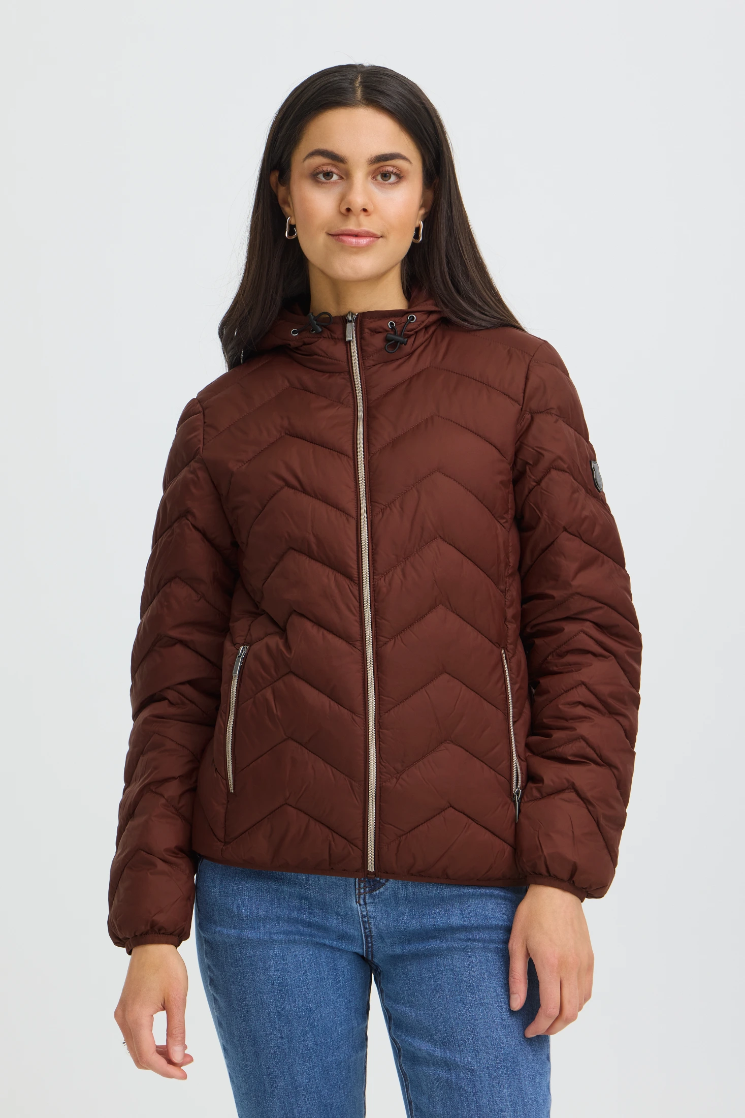 Fransa Μπουφάν puffer με κουκούλα Rum Raisin / Red - φωτογραφία 2