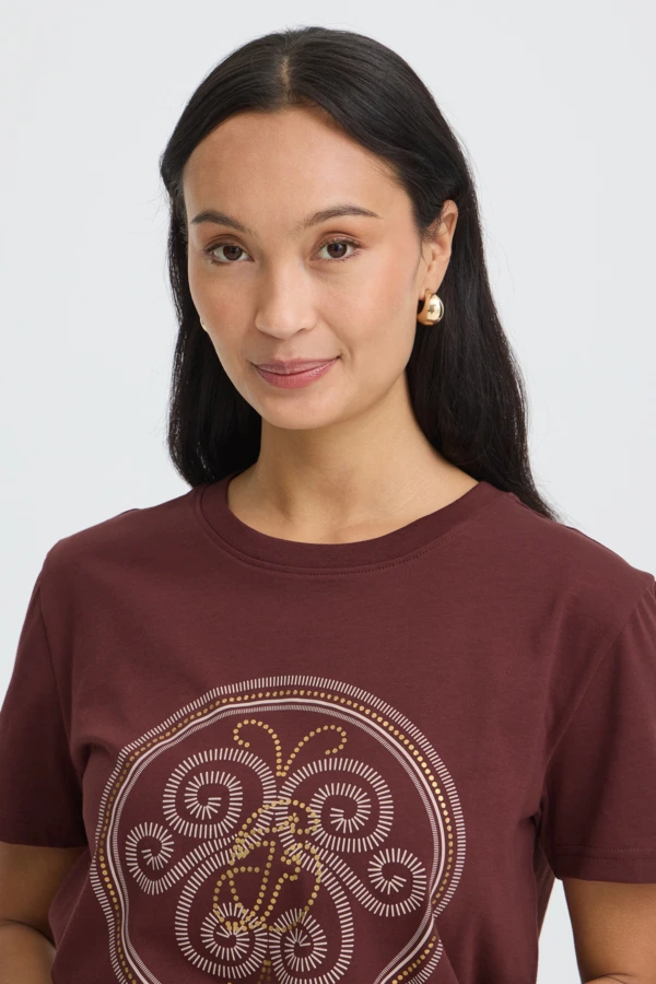 Fransa t-shirt Rum Raisin W. Gold Foil / Red - φωτογραφία 4