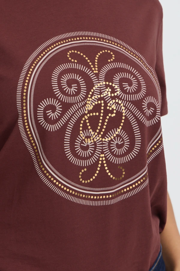 Fransa t-shirt Rum Raisin W. Gold Foil / Red - φωτογραφία 5