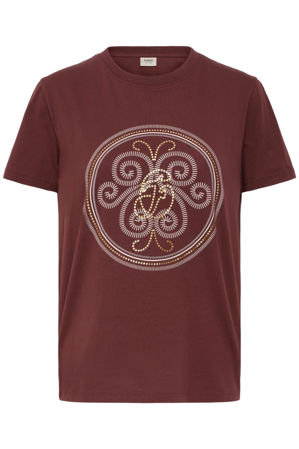 Fransa t-shirt Rum Raisin W. Gold Foil / Red - φωτογραφία 6