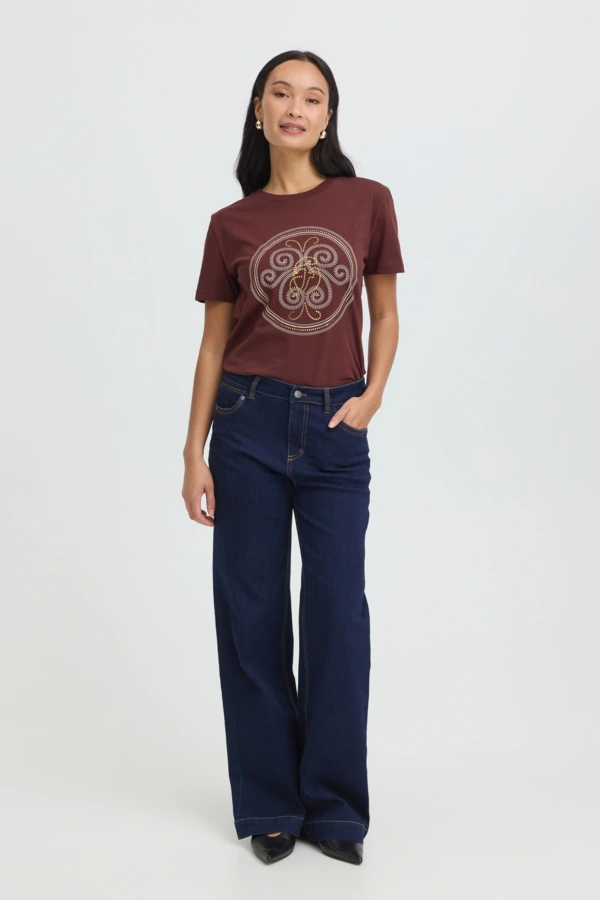 Fransa t-shirt Rum Raisin W. Gold Foil / Red - φωτογραφία 2