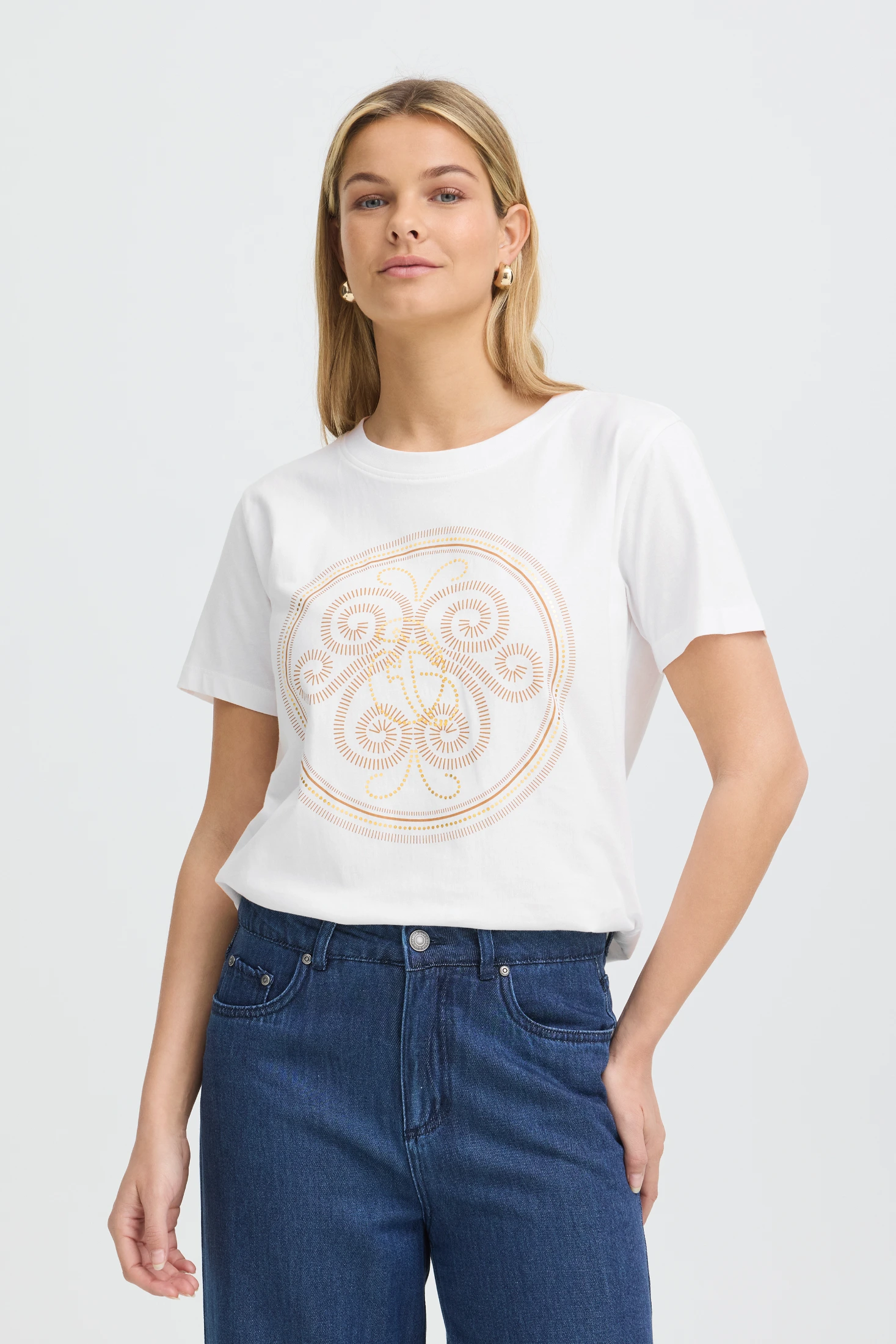 Fransa t-shirt White W. Tobacco Gold Foil - φωτογραφία 7