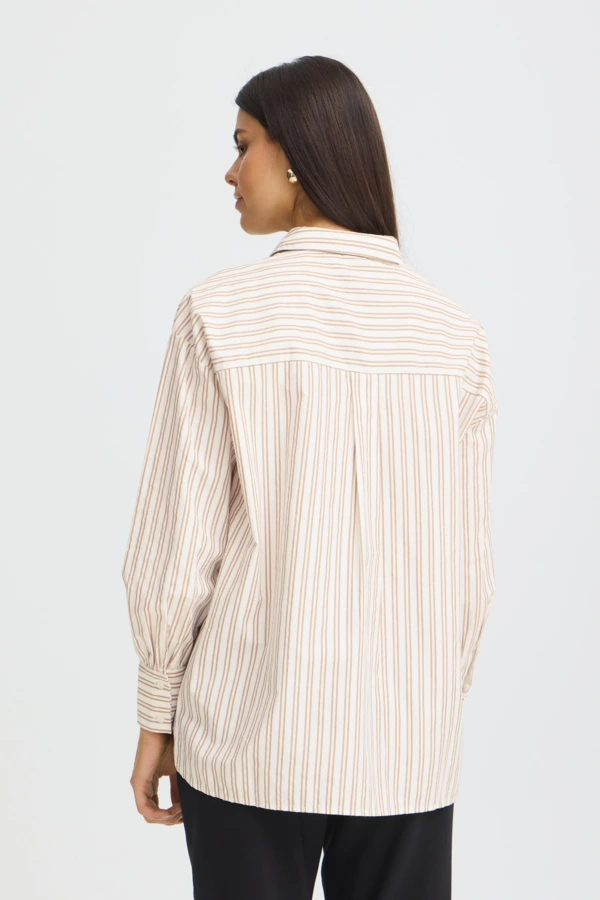 Fransa πουκάμισο ριγέ με γραβάτα White Tobacco Stripe / Brown - φωτογραφία 3