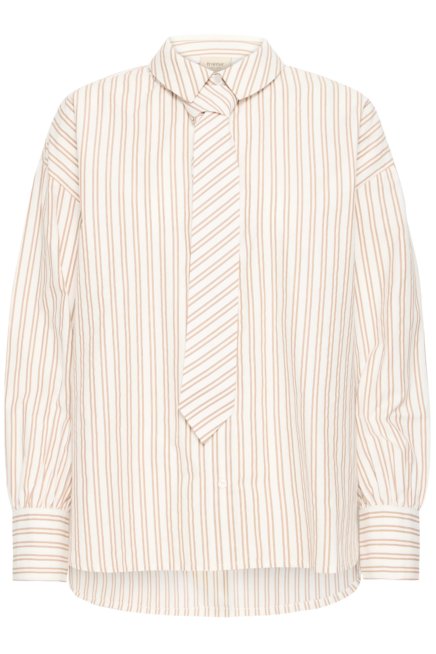Fransa πουκάμισο ριγέ με γραβάτα White Tobacco Stripe / Brown - φωτογραφία 8