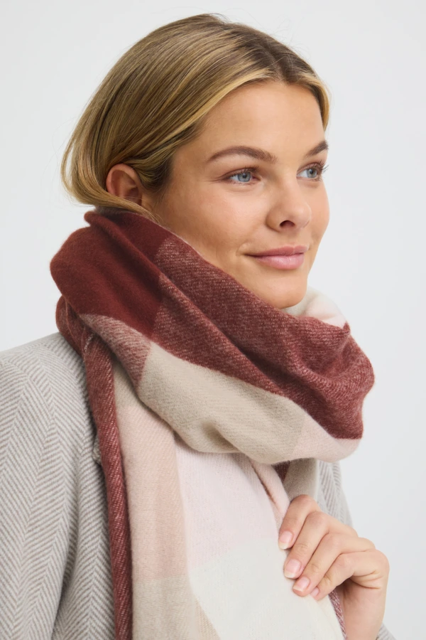 Fransa Κασκόλ καρό με κρόσια Rum Rasin W Rose Shadow / Red - φωτογραφία 1