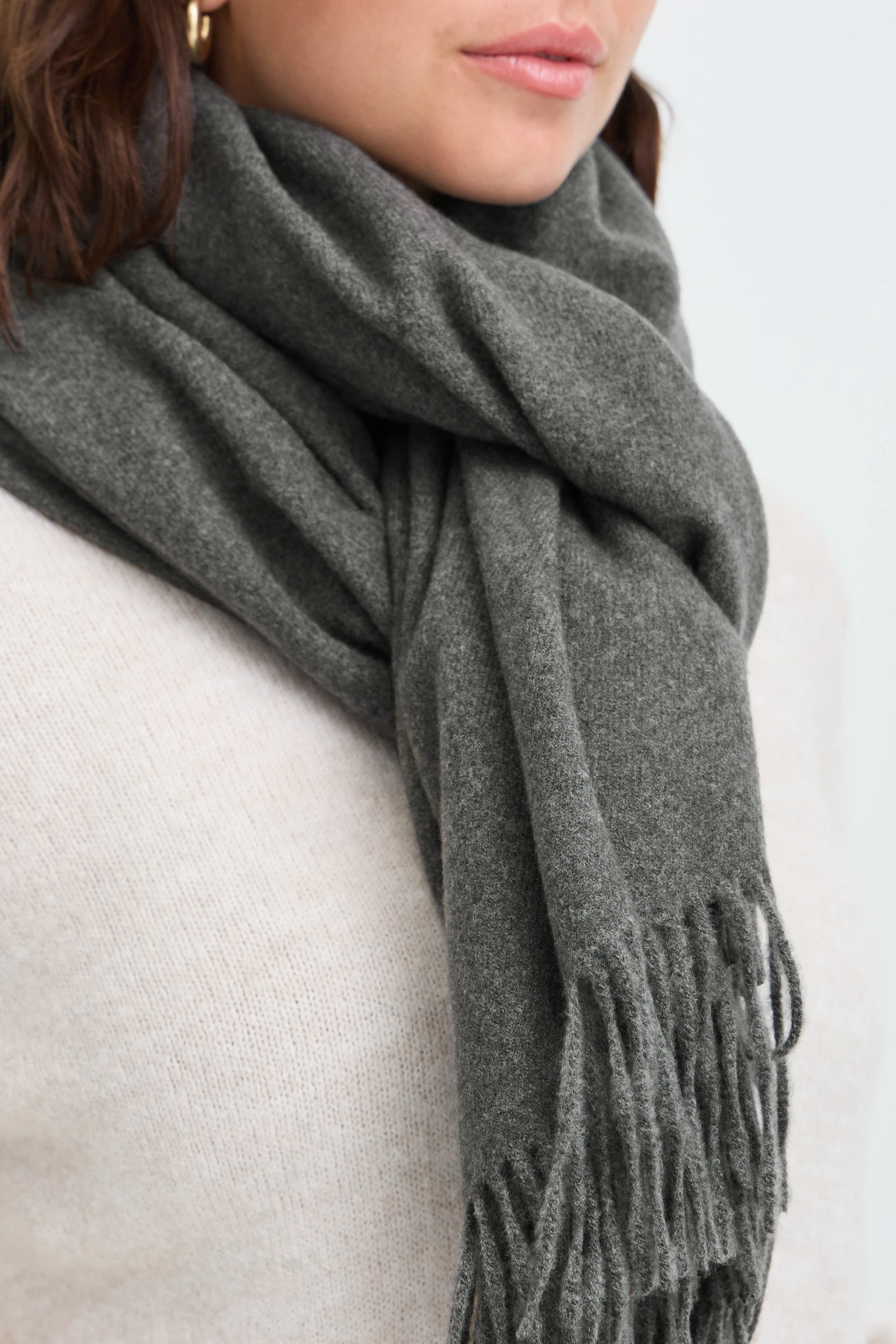 Fransa Κασκόλ με κρόσια Gray Pinstripe Melange - φωτογραφία 3
