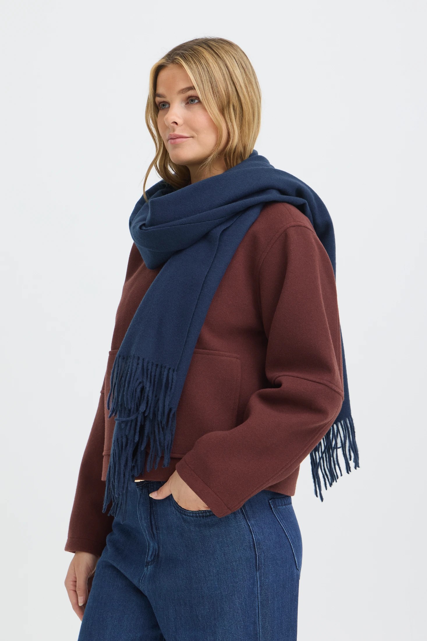 Fransa Κασκόλ με κρόσια Navy Blazer melange - φωτογραφία 2