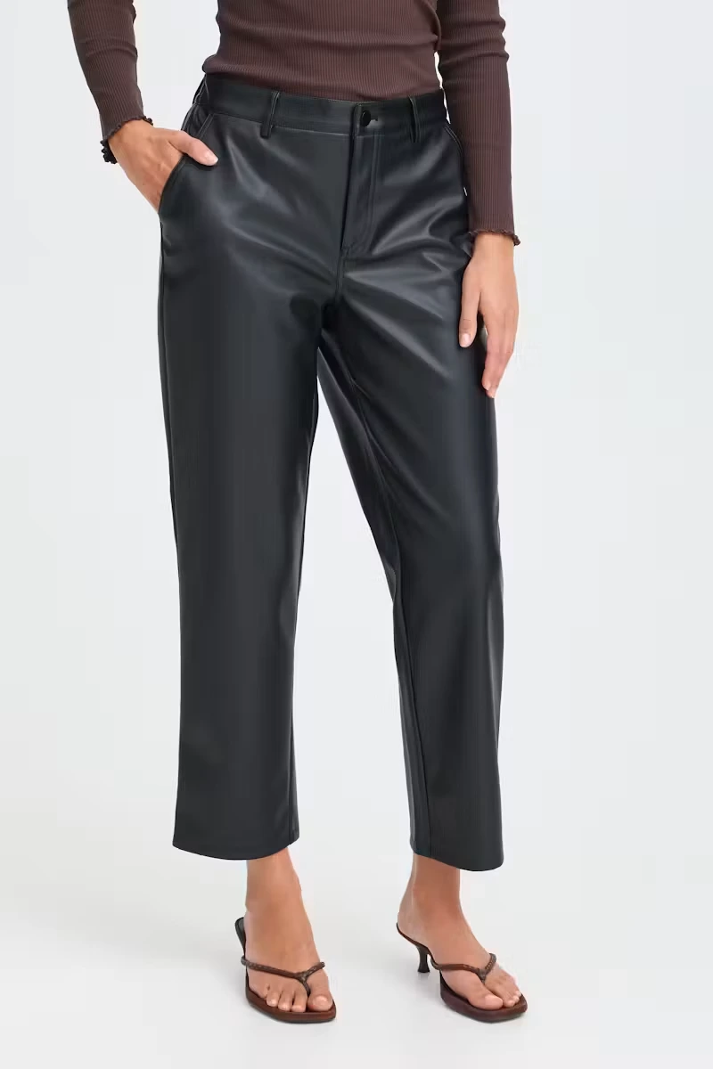 b.young Παντελόνι faux leather σε ίσια γραμμή Μαύρο - φωτογραφία 3