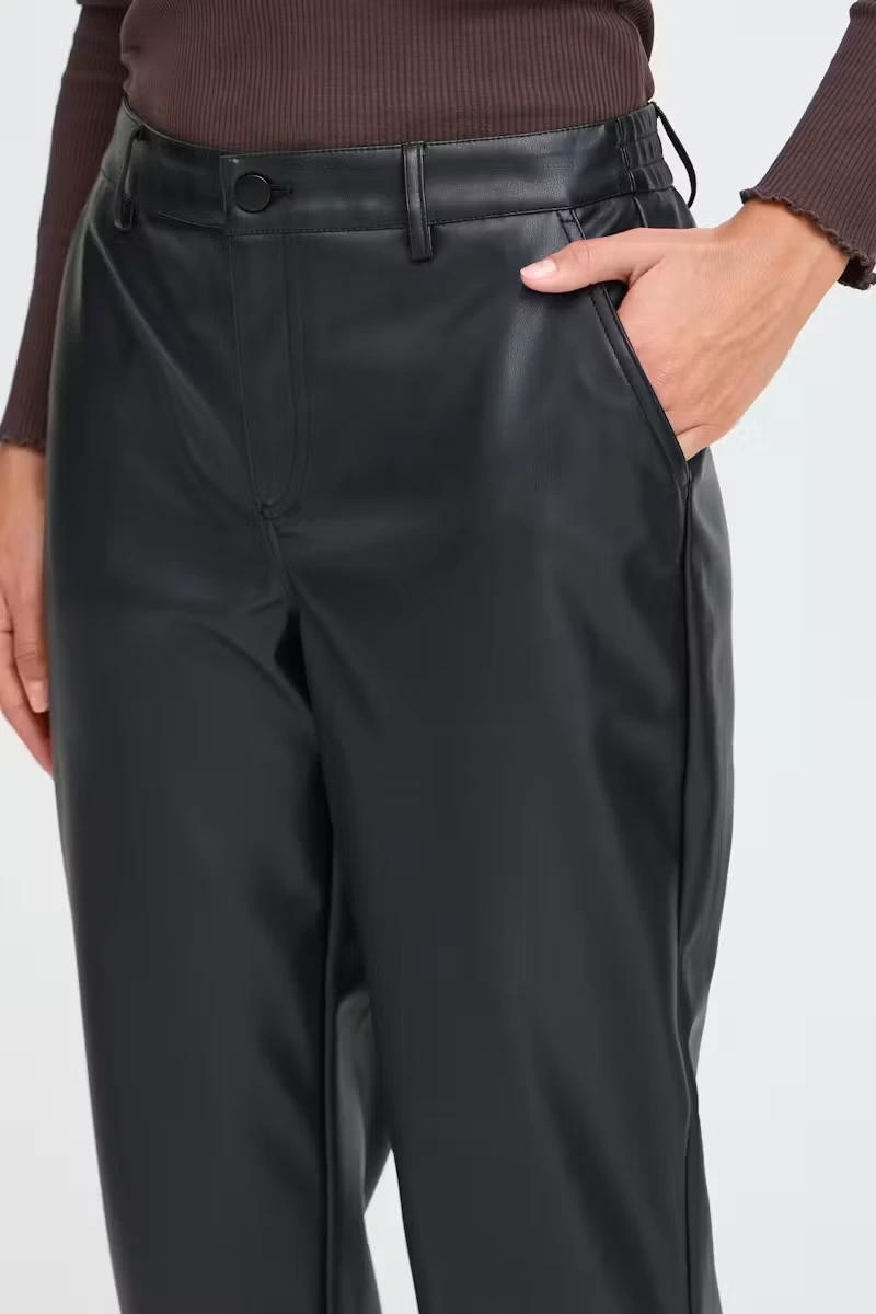 b.young Παντελόνι faux leather σε ίσια γραμμή Μαύρο - φωτογραφία 4