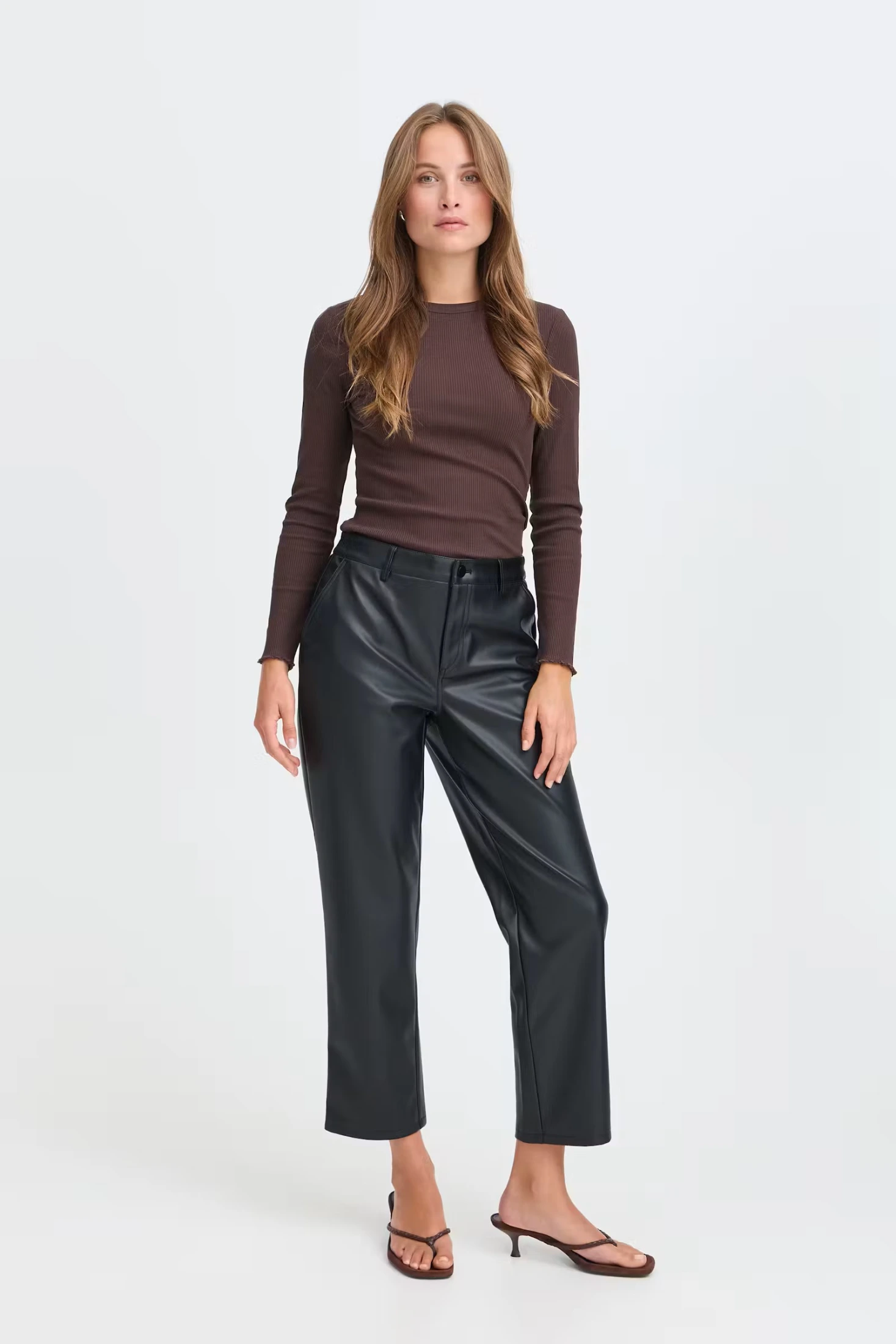b.young Παντελόνι faux leather σε ίσια γραμμή Μαύρο - φωτογραφία 1