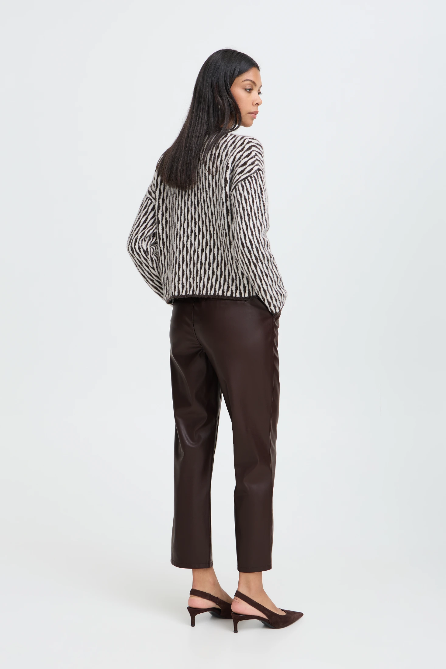 b.young Παντελόνι faux leather σε ίσια γραμμή Java / Brown - φωτογραφία 2