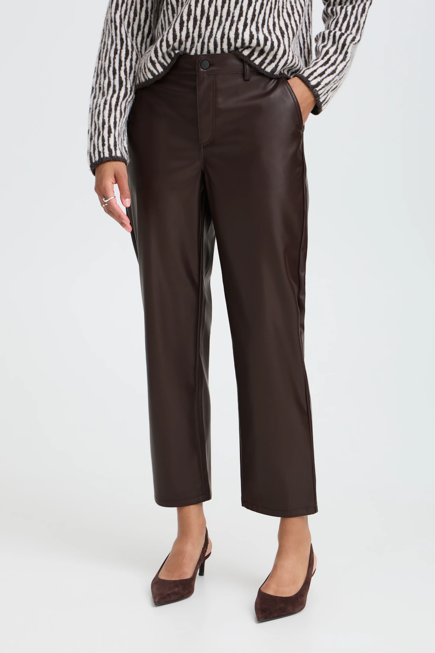 b.young Παντελόνι faux leather σε ίσια γραμμή Java / Brown - φωτογραφία 3