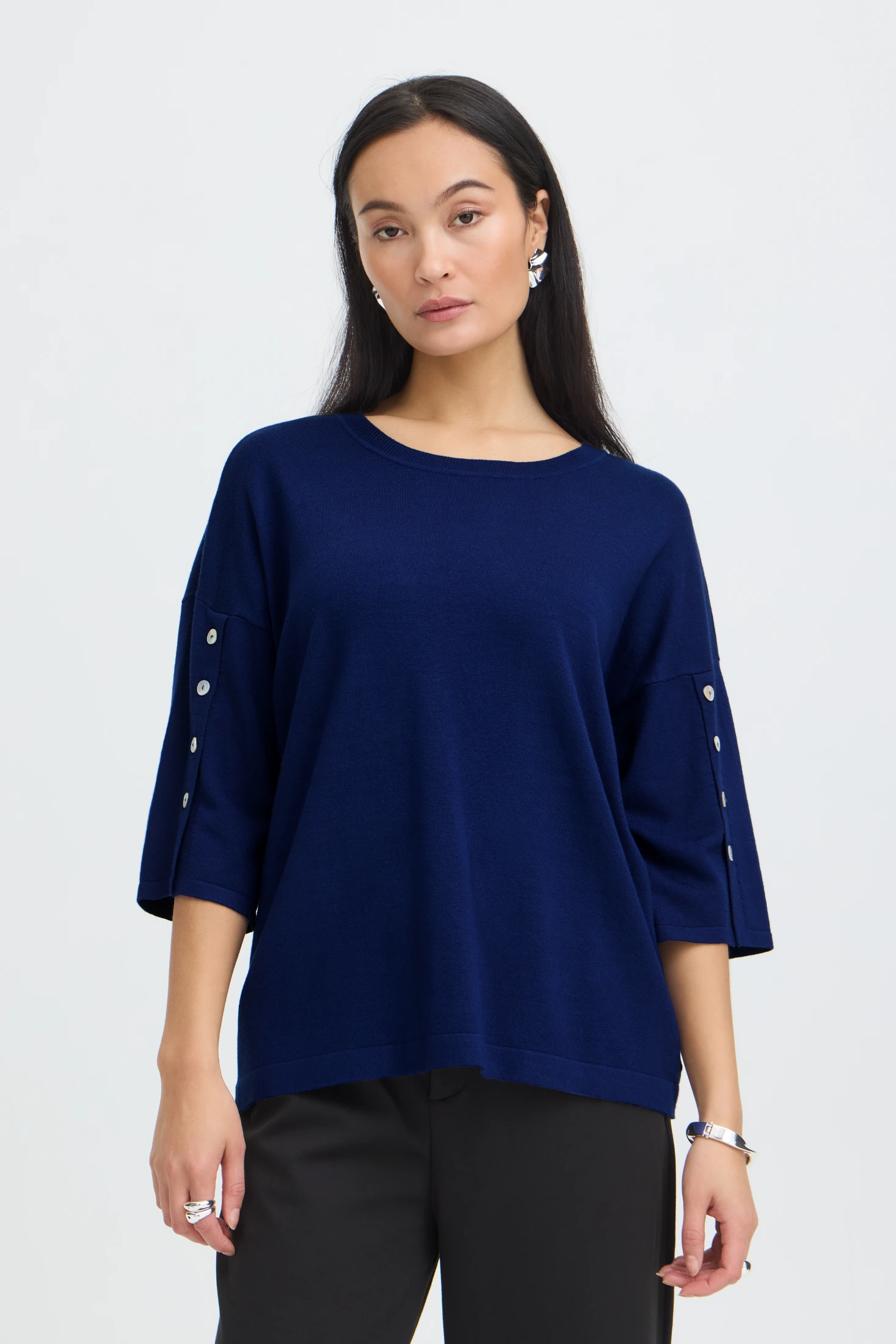 Fransa πουλόβερ με μανίκι 3/4 και κουμπιά Blue Depths - φωτογραφία 1