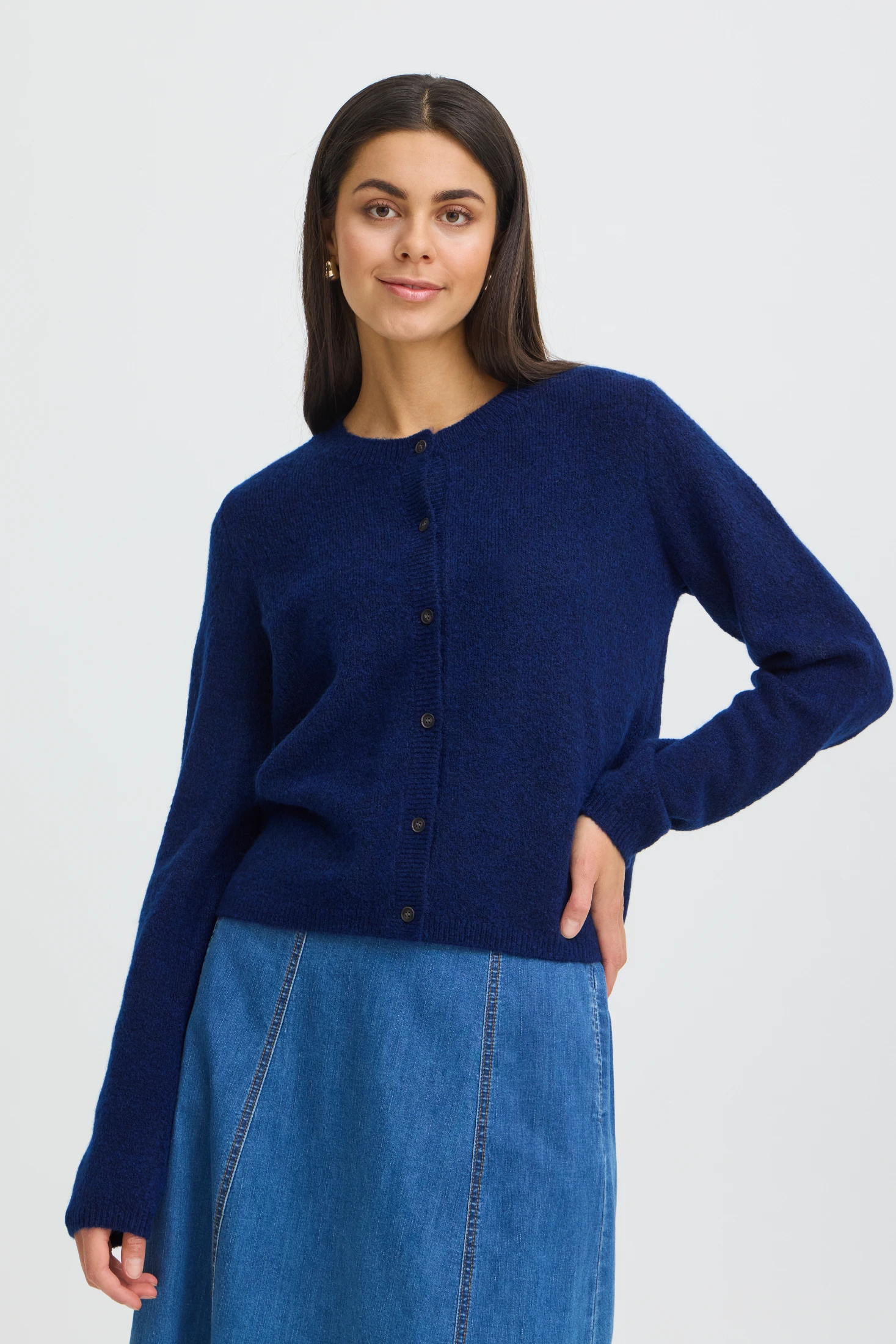 Fransa Ζακέτα μακρύ μανίκι με κουμπιά Blue Depths Melange - φωτογραφία 1