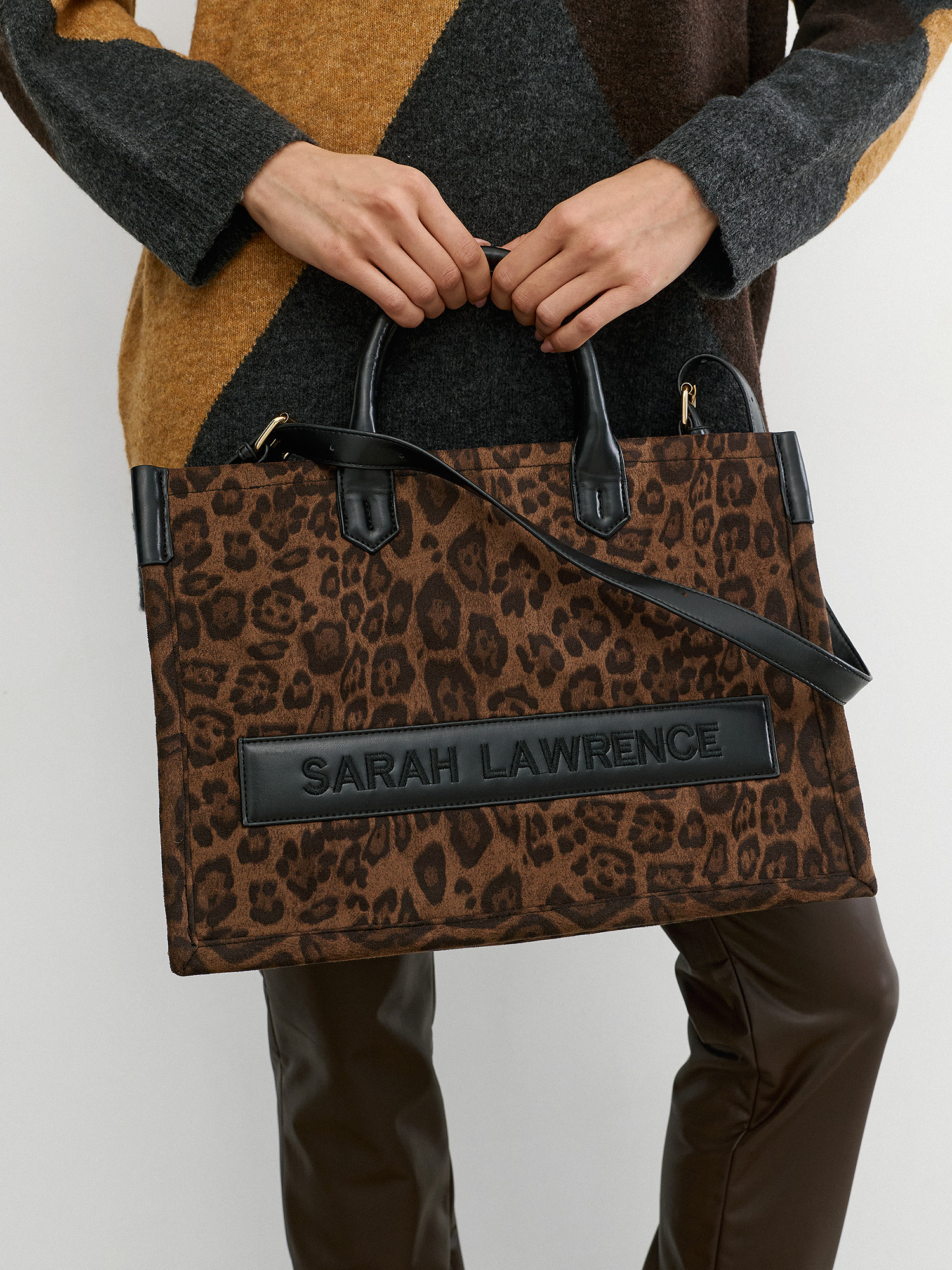 Sarah Lawrence Τσάντα tote animal print Καφέ / Brown - φωτογραφία 1