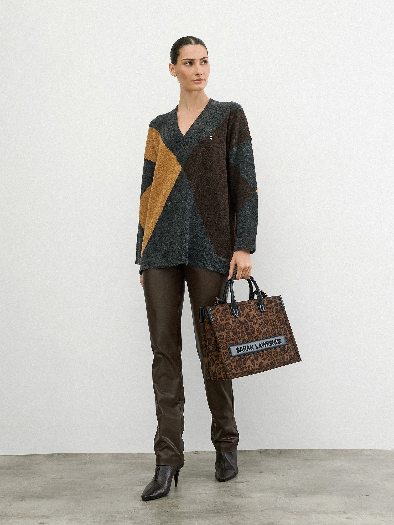Sarah Lawrence Τσάντα tote animal print Καφέ / Brown - φωτογραφία 2