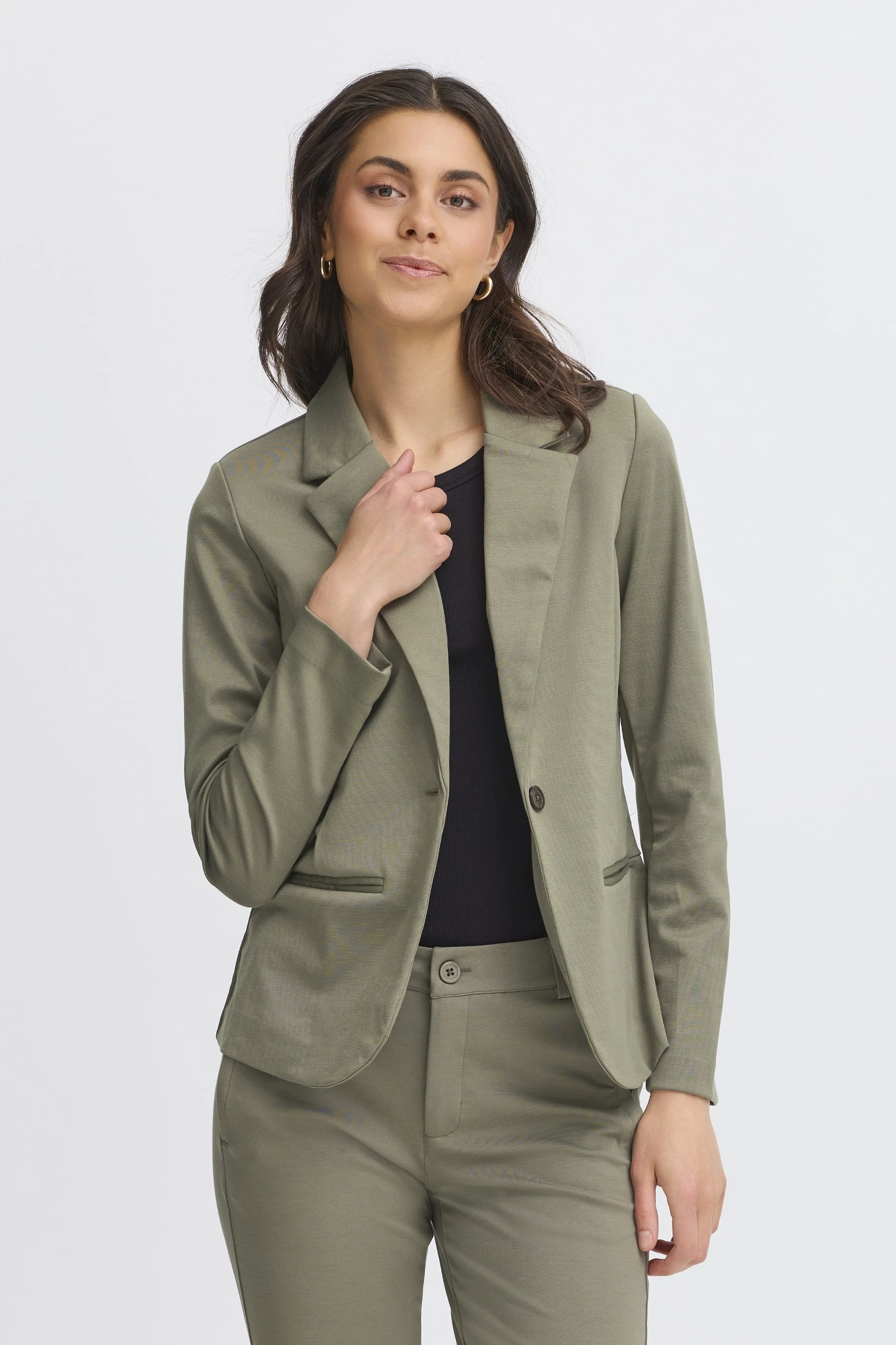 Fransa Γυναικείο Σακάκι με Slim Fit Γραμμή Dusty Olive / Green - φωτογραφία 1