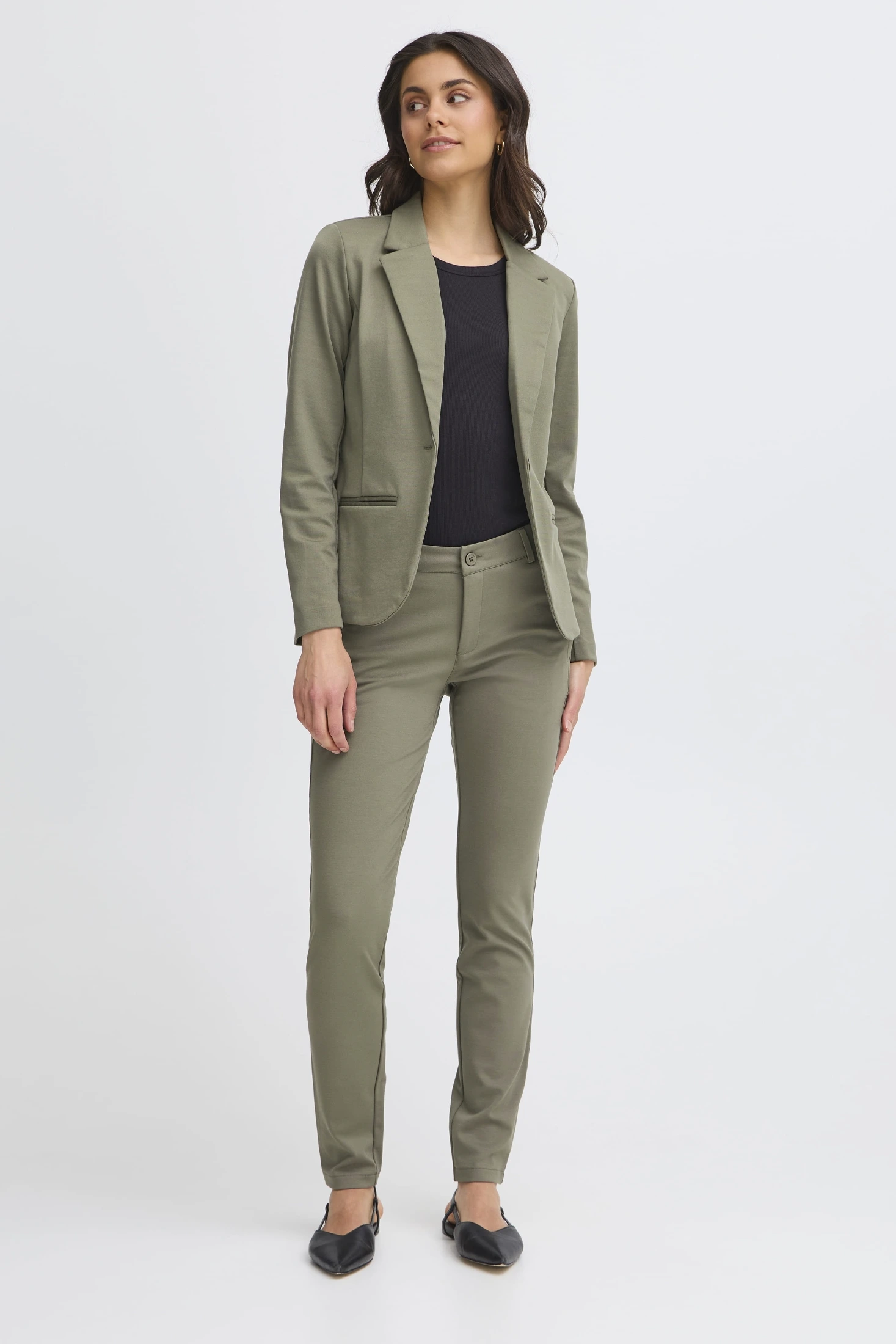 Fransa Γυναικείο Σακάκι με Slim Fit Γραμμή Dusty Olive / Green - φωτογραφία 2
