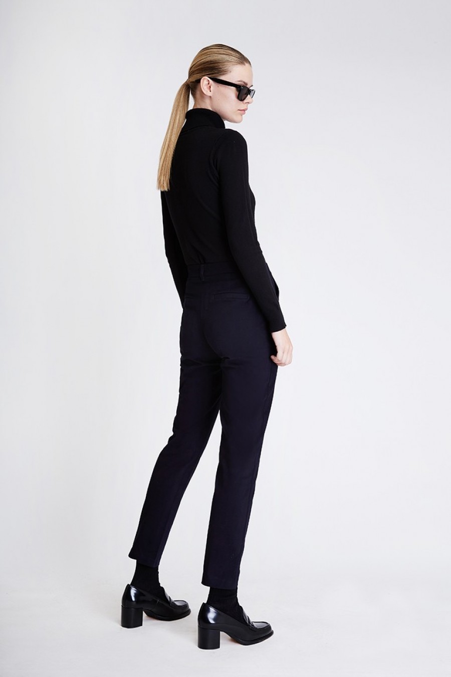 Sarah Lawrence παντελόνι high waist chino Μαύρο - φωτογραφία 3