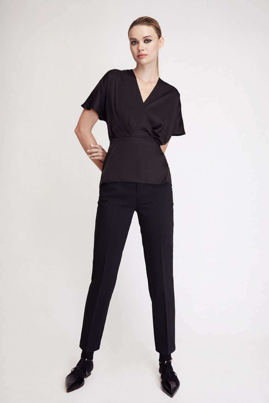 Sarah Lawrence παντελόνι high waist chino Μαύρο - φωτογραφία 4