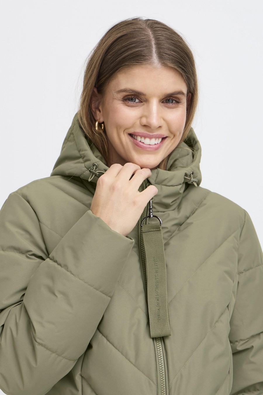 Fransa μπουφάν μακρύ με κουκούλα Dusty Olive / Green - φωτογραφία 3