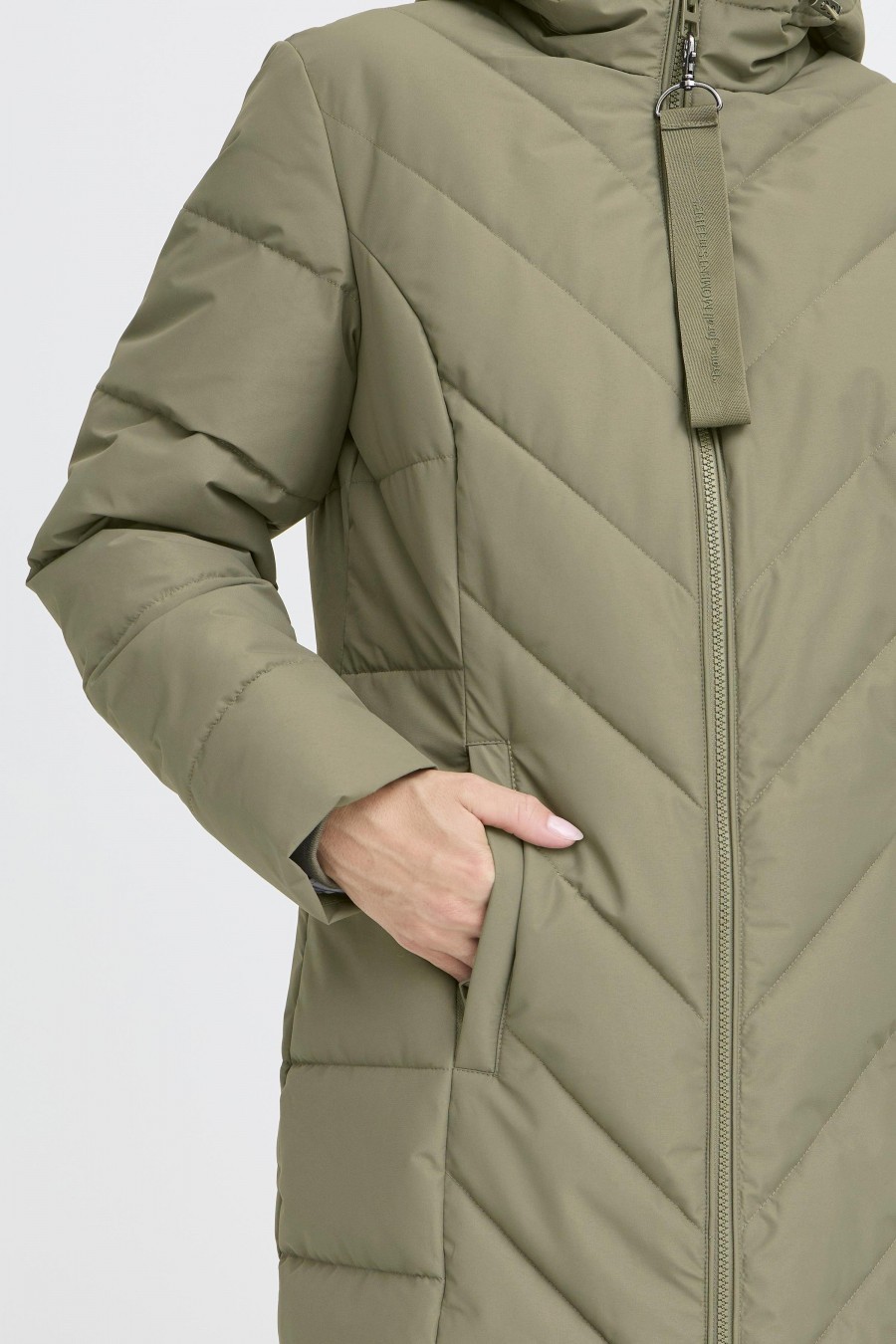 Fransa μπουφάν μακρύ με κουκούλα Dusty Olive / Green - φωτογραφία 4