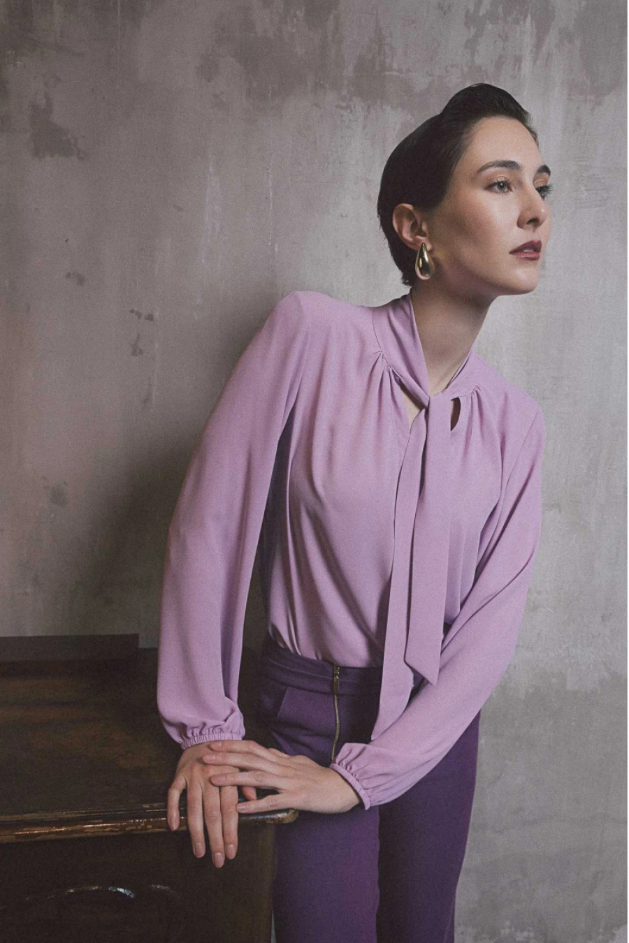 Chrisper μπλούζα ζορζέτα με δέσιμο Gala Lilac - φωτογραφία 4