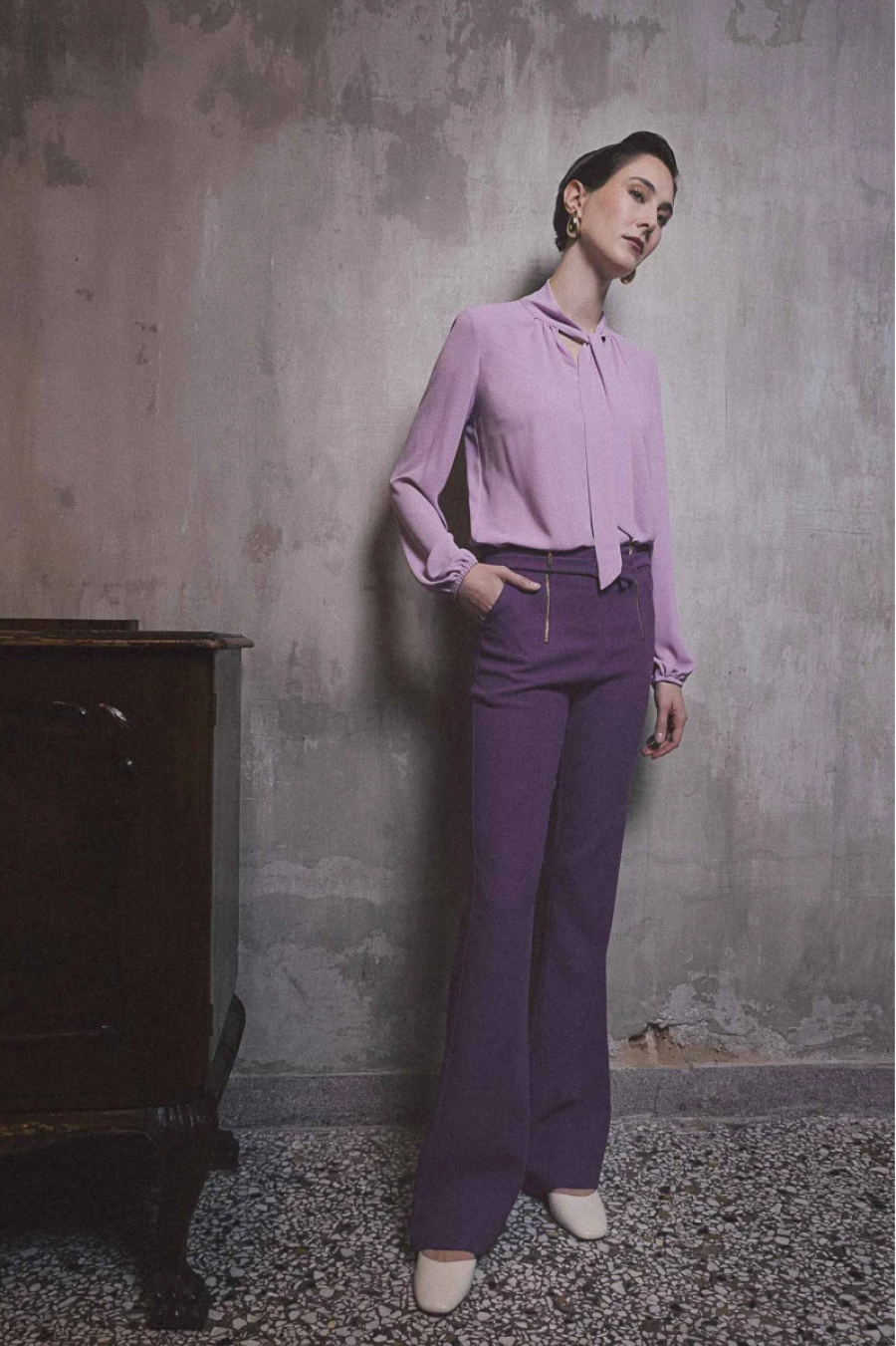 Chrisper μπλούζα ζορζέτα με δέσιμο Gala Lilac - φωτογραφία 5