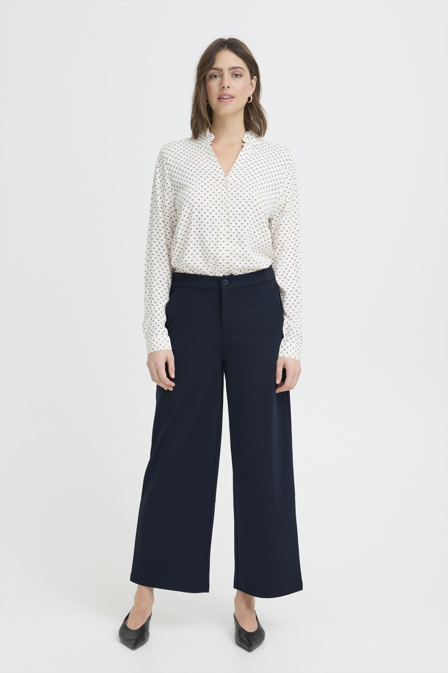 Fransa παντελόνι wide leg Dark Peacoat / Blue - φωτογραφία 1
