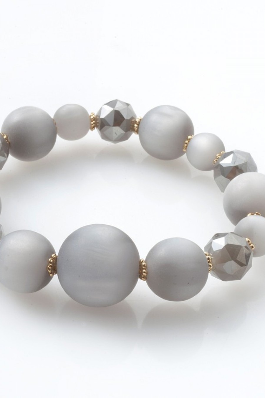 Phymi βραχιόλι με γυάλινες χαντρες Light Grey / Γκρι - φωτογραφία 1
