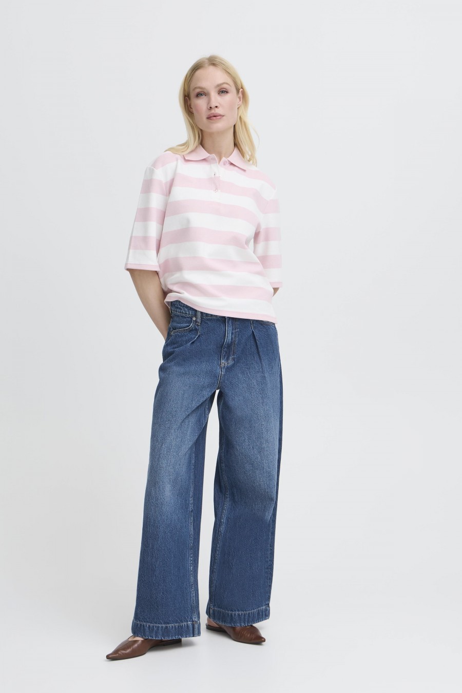 b.young Τζιν wide leg Mid blue denim - φωτογραφία 1