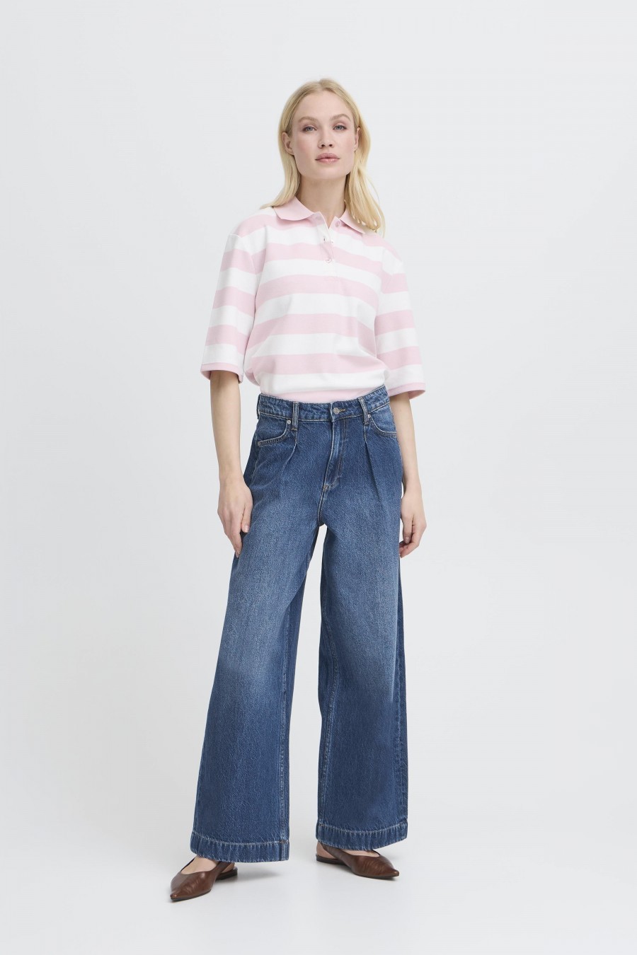 b.young Τζιν wide leg Mid blue denim - φωτογραφία 2