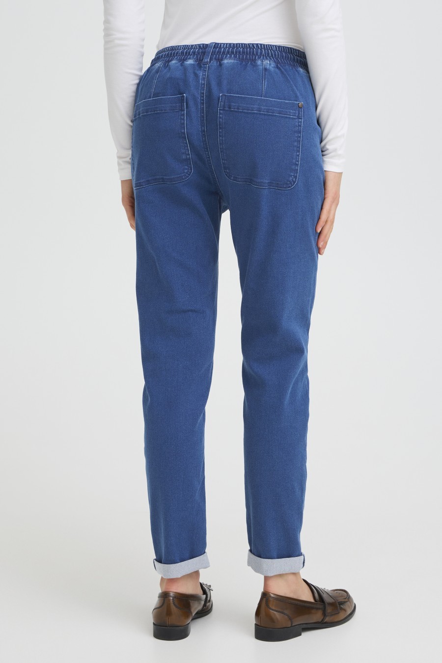 Fransa τζιν με λάστιχο στη μέση Mid blue denim - φωτογραφία 3