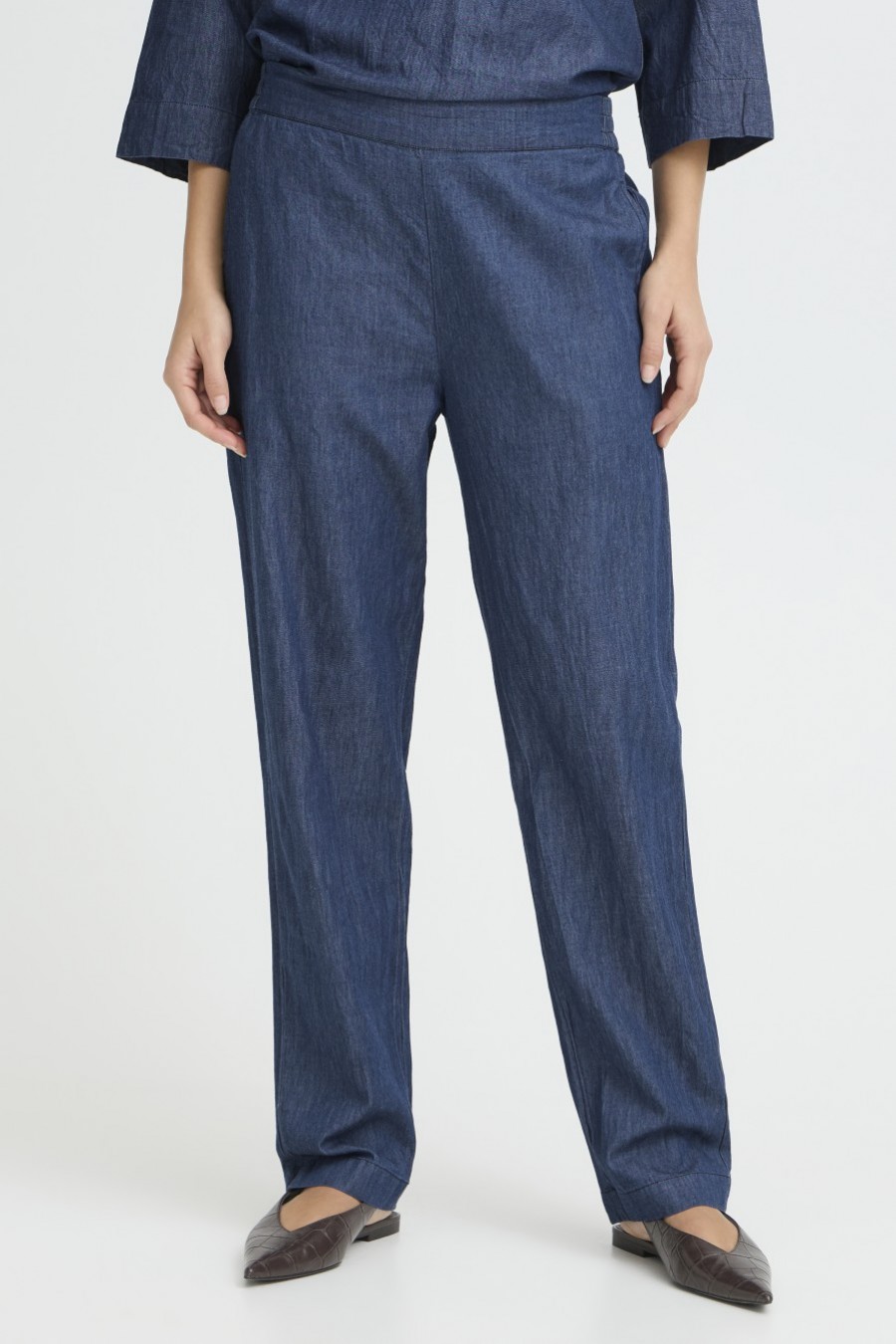 Fransa παντελόνι denim με λαστιχο μέση Mid blue denim - φωτογραφία 2