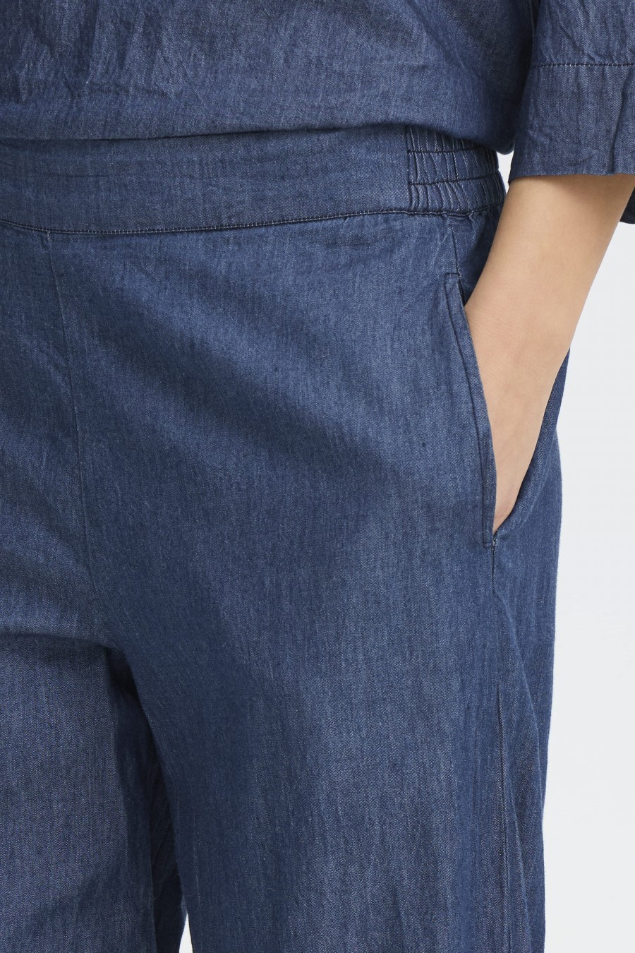 Fransa παντελόνι denim με λαστιχο μέση Mid blue denim - φωτογραφία 4